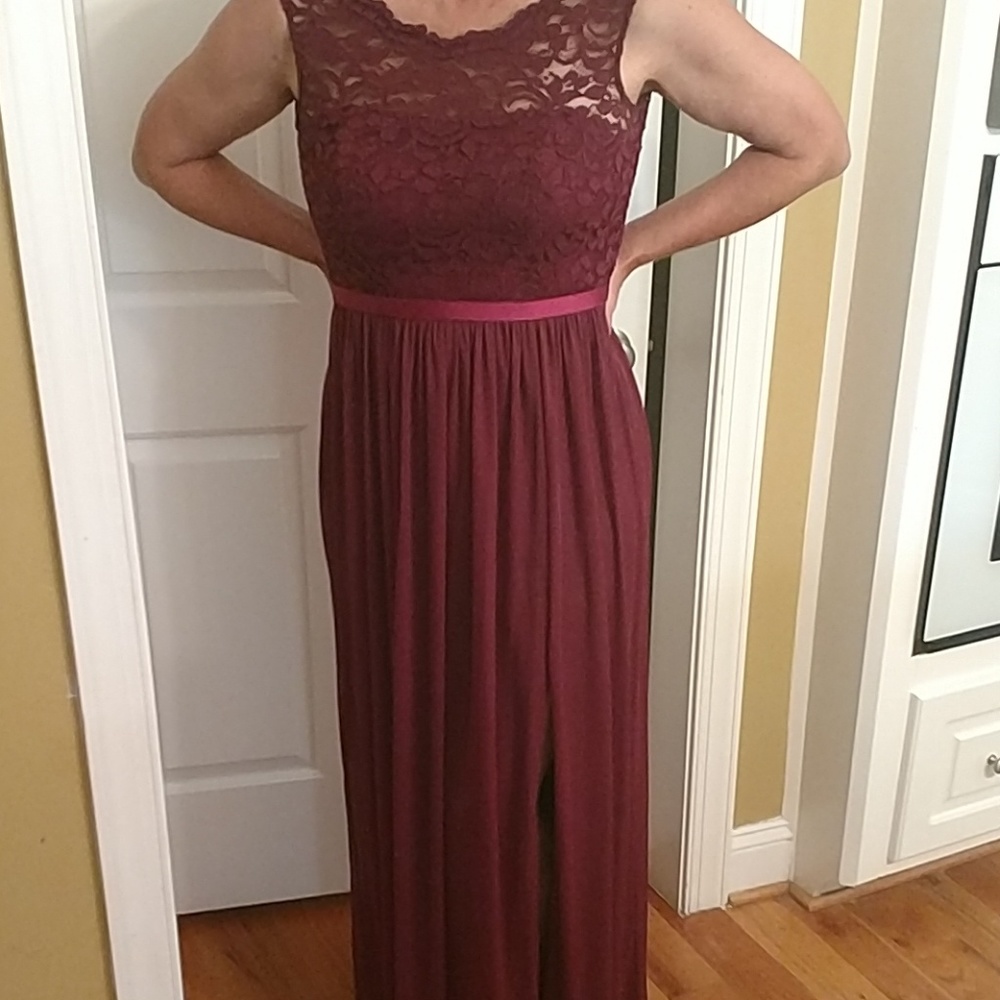 Long lace formal bridesmaid dress